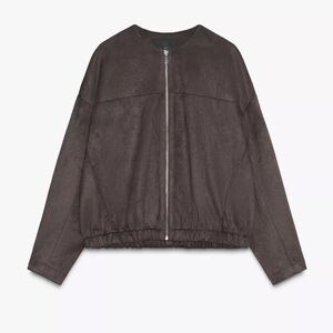 Zara faux suede bomber jacket chocolate